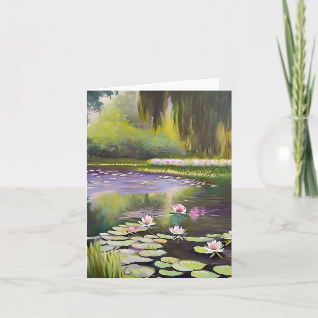 Watercolor pond and lilies customisable card (Front)