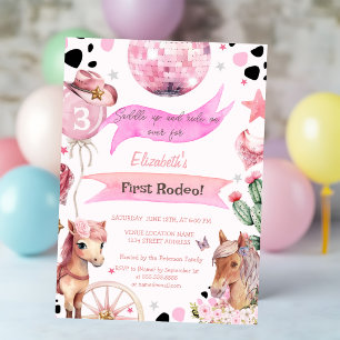  Watercolor Pony Rodeo Polka Dots Birthday  Invitation