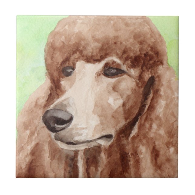 Watercolor Poodle Ceramic Tile (Front)
