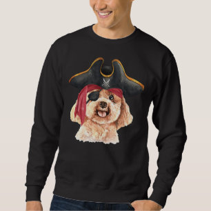 Watercolor Poodle Pirate Hat Eye Patch Sweatshirt