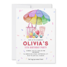 Watercolor Pool Birthday Party Invitation Card