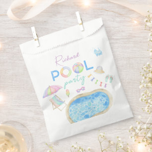 Watercolor Pool Birthday Party Pool Swimming Favour Bag