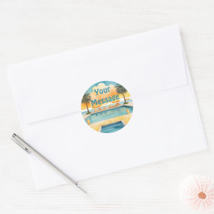 Watercolor Pool Summer Party Classic Round Sticker
