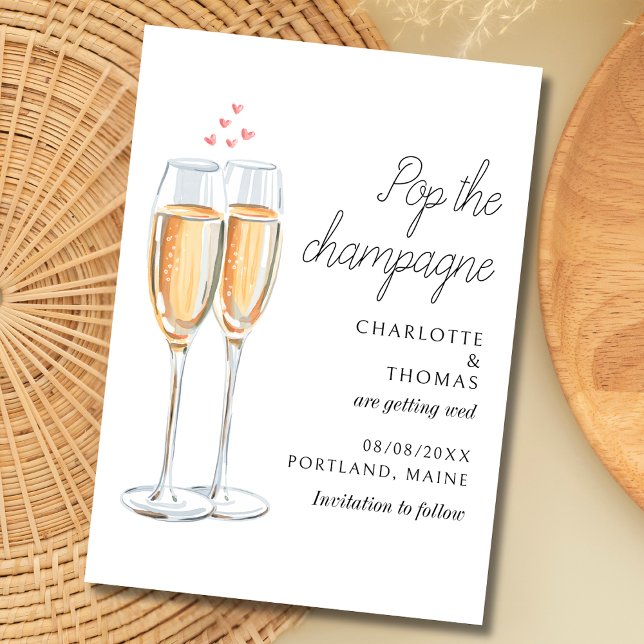 Watercolor Pop The Champagne Script Wedding Save The Date (Creator Uploaded)