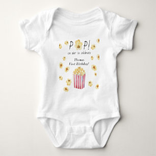 Watercolor Popcorn Kids Birthday Party Baby Bodysuit