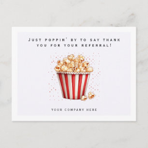Watercolor Popcorn Referral Thank You Realty Postcard