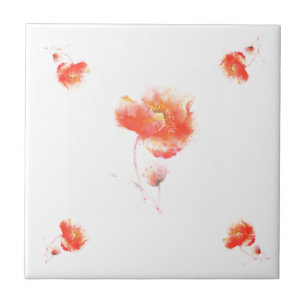 Watercolor Poppies - Add your favourite colour - Ceramic Tile