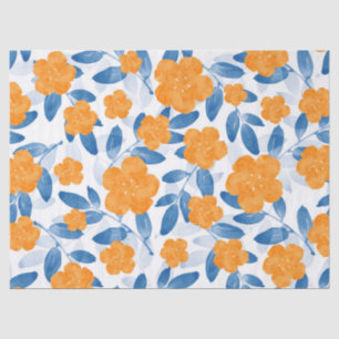 Watercolor poppies and Leaves Pattern Tissue Paper