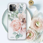 Watercolor Poppies and Roses with Your Monogram Case-Mate iPhone Case<br><div class="desc">Beautifully feminine in a soft colour palette of pink, beige, green, and blue-green, this unique design features a bouquet of poppies and roses with eucalyptus and trailing greenery. A text template is included for personalising this case with you monogram initials. You can also delete the sample initials shown in the...</div>