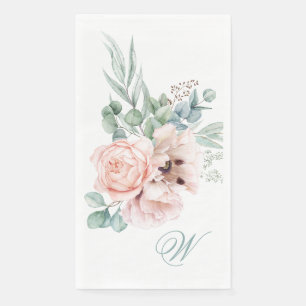 Watercolor Poppies and Roses with Your Monogram Napkin