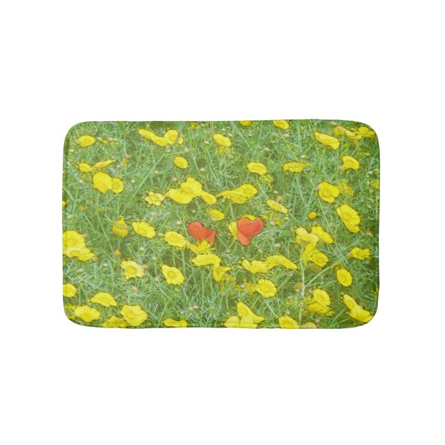 Watercolor poppies bath mat (Front)