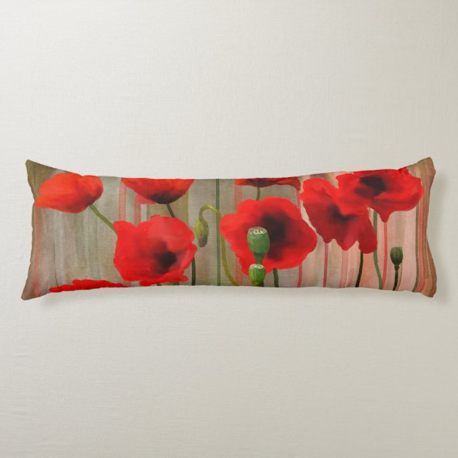 Watercolor Poppies Body Cushion (Front)