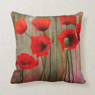 Watercolor Poppies Cushion
