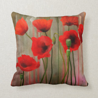 Watercolor Poppies Cushion