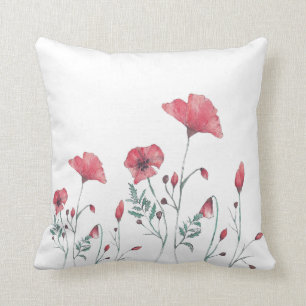 Watercolor Poppies Cushion