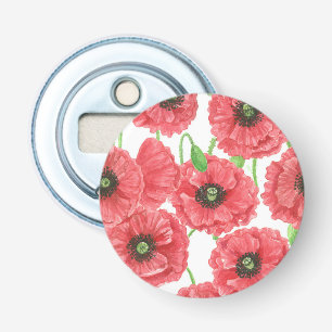 Watercolor poppies floral pattern bottle opener