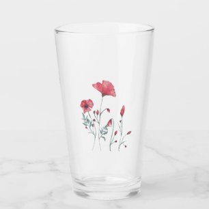 Watercolor Poppies Glass