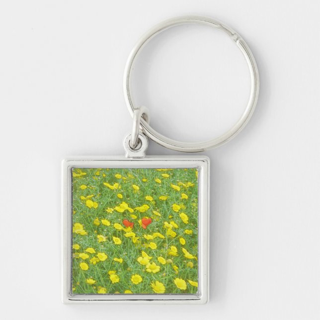 Watercolor poppies key ring (Front)