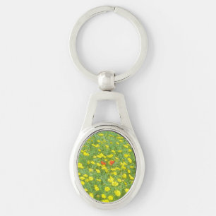 Watercolor poppies key ring