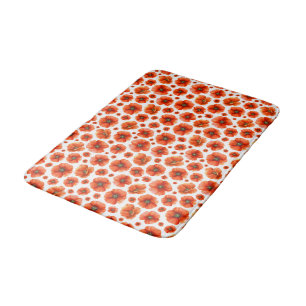 Watercolor Poppies Pattern Bath Mat