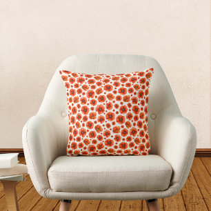 Watercolor Poppies Pattern Cushion
