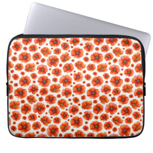 Watercolor Poppies Pattern Laptop Sleeve