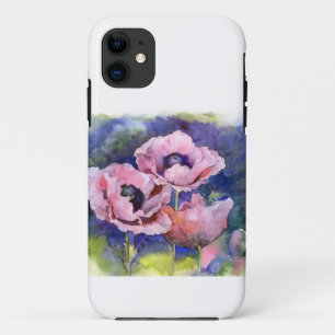 Watercolor poppies poppy pink flowers floral beaut iPhone 11 case