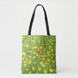 Watercolor poppies tote bag