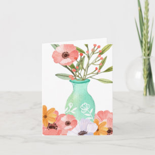 Watercolor Poppies, Vase, Mother's Day small Card