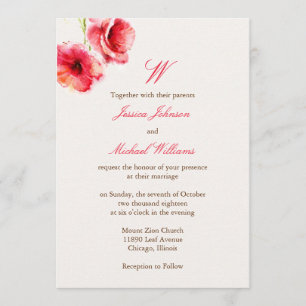 Watercolor Poppies Wedding Invitations