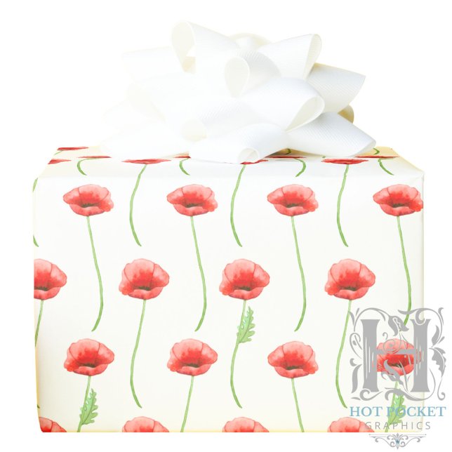 Watercolor Poppies Wrapping Paper (Creator Uploaded)