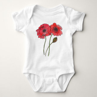 Watercolor Poppy Baby Bodysuit
