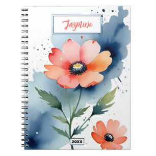 Watercolor poppy dance notebook