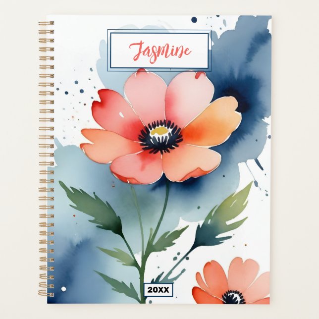 Watercolor poppy dance planner (Front)