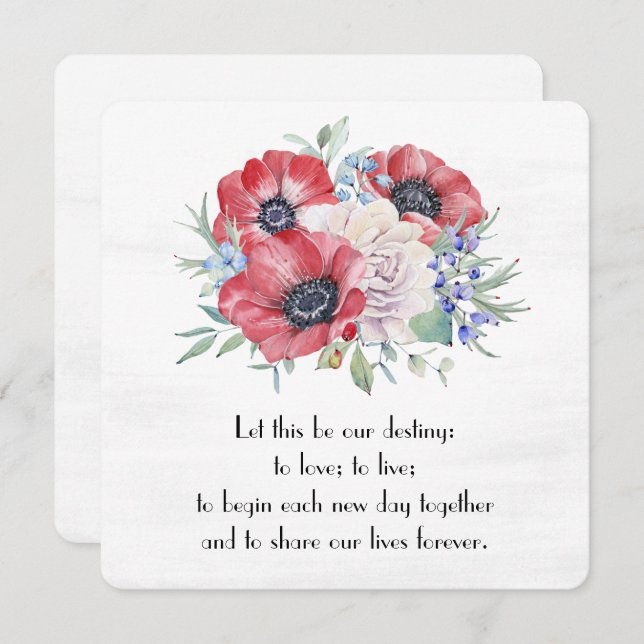 Watercolor Poppy Floral Boqueut Invitation (Front/Back)