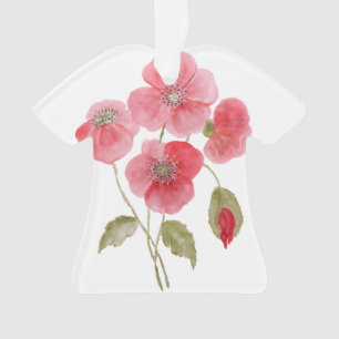 Watercolor poppy flower ornament