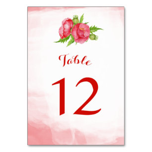 Watercolor Poppy Flower Table Number Cards
