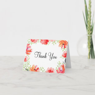 Watercolor Poppy Flower Thank You Card