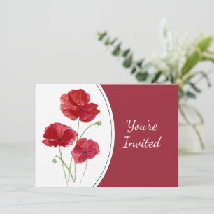 Watercolor Poppy Garden Flower Floral art  Invitation