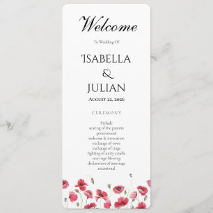 Watercolor Poppy & Lavender Floral Wedding Program