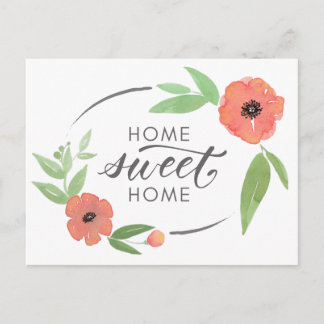 Watercolor Poppy Moving Announcement Postcard