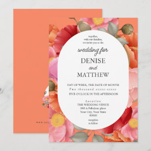 Watercolor Poppy on Desert Flower Pink Invitation