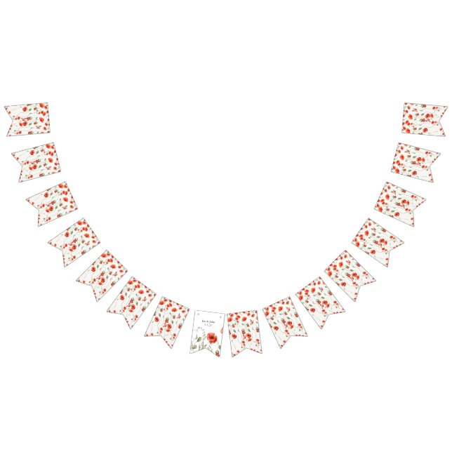 Watercolor Poppy Red wildflowers  summer Bunting (All)