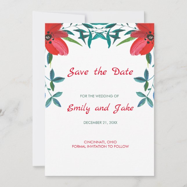 Watercolor Poppy Save The Date (Front)