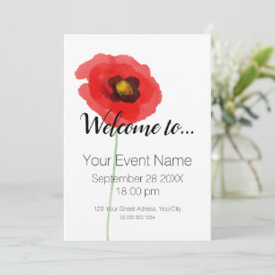 WATERCOLOR POPPY Simple Invitation