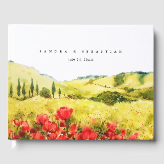 Watercolor Poppy Spring Wedding Guest Book