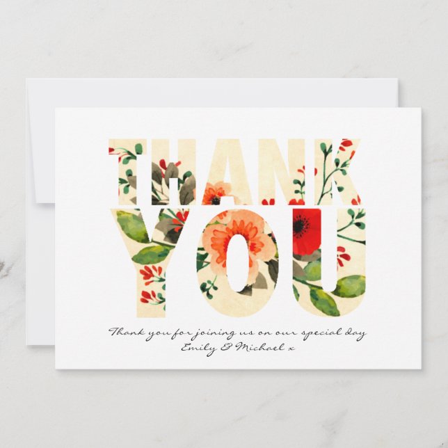 Watercolor POPPY THANK YOU Red Orange Card (Front)