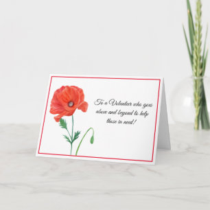 Watercolor Poppy Thank You Volunteer Card