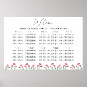 Watercolor poppy wedding seating chart