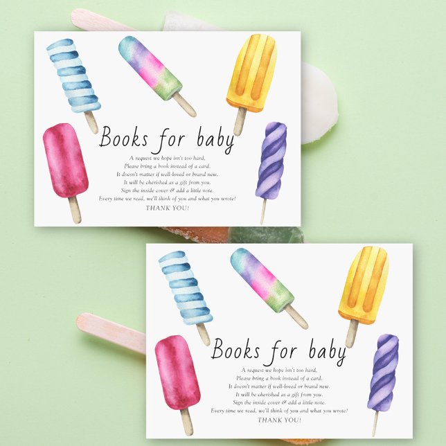 watercolor popsicle baby book request enclosure card (Creator Uploaded)